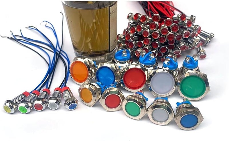 6 مم مؤشر LED تحذيري معدني مقاوم للماء IP67 مصباح إشارة 3V 5V 12V 220V أزرق - Image 3